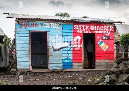 Slum Häuser in Goma, Demokratische Republik Kongo Stockfoto