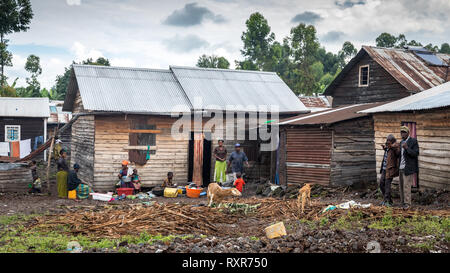 Slum Häuser in Goma, Demokratische Republik Kongo Stockfoto