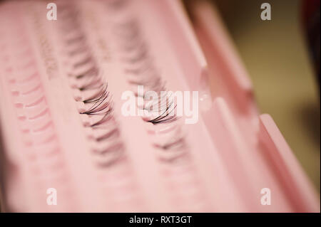 Der verlängerte Wimpern. Perfect Make-up School. Stockfoto