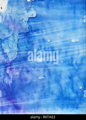 Abstrakt Blau Aquarell Hintergrund. Hand gezeichnet Bürste. Malerei Textur Papier. Stockfoto