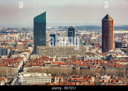Blick auf die Wolkenkratzer, La Part Dieu Lyon Stockfoto