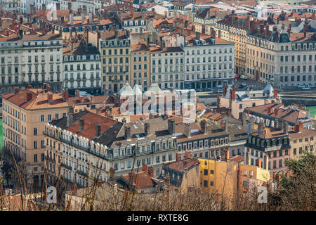 Blick auf Lyon von Fourviere Hill, Lyon Stockfoto