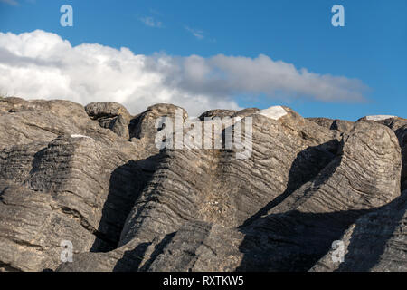 Verwitterte erodiert dolostone/Kalkstein Pflaster Felsformation, Strath Suardal SSSI, Broadford, Isle of Skye, Schottland, Großbritannien. Stockfoto