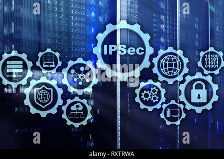 IP-Sicherheit. Datenschutz Protokolle. IPSec. Internet und Schutz Netzwerk Konzept. Stockfoto