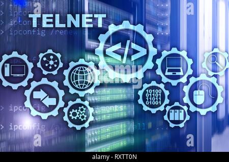 Teletype Network Protocol. Telnet Virtual Terminal Client. Internet und Netzwerk Konzept. Telnet Stockfoto