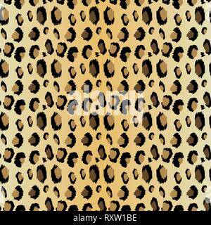 Leopardenmuster. Die nahtlose Vektor drucken. Realistische Tier Textur. Schwarze und gelbe Flecken auf einem beigen Hintergrund. Abstrakte, sich wiederholendes Muster - Leopard Stock Vektor