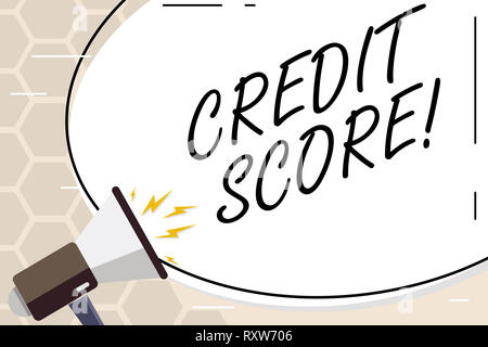 Text Zeichen angezeigt Credit Score. Business Foto text Kapazität zu einem Darlehen Bonität eines einzelnen zurückzahlen Stockfoto
