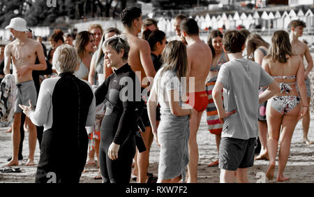 Christchurch Rettungsschwimmer Tag des Neuen Jahres Dip Stockfoto