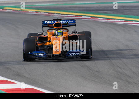 CIRCUIT DE CATALUNYA, MONTMELO, SPANIEN - 2019/02/19 - Lando Norris aus Großbritannien mit 04 Mclaren F1 Team - Renault MCL 34 am Anschluss während der 2. Tag des Stockfoto