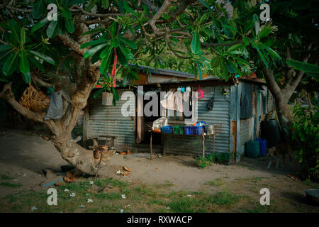 Outdoor Küche eines Dorfes Wohnung in Navotua, Fidschi Inseln, Südpazifik Stockfoto