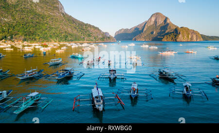 Skyline von cadlao Insel von El Nido Strand in Palawan, Philippinen Stockfoto