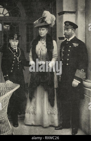 König Edward VII., Königin Alexandra, und der Prinz von Wales Stockfoto