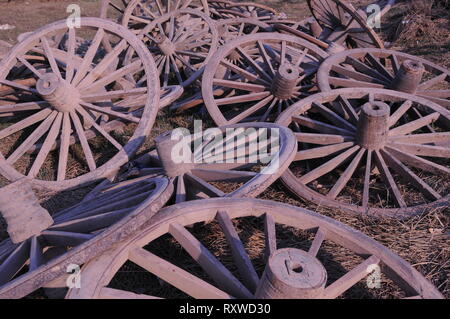 Staubigen alten Ochsenkarren Friedhof während der trockenen Jahreszeit, Kampong Thom Provinz, Kambodscha. © kraig Lieb Stockfoto