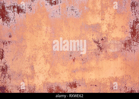 Alte Distressed Brown Terracotta Kupfer Rusty Hintergrund mit groben Textur bunte Einschlüsse. Gebeizt Gradient Grob körnige Oberfläche. Hintergrundbild Stockfoto