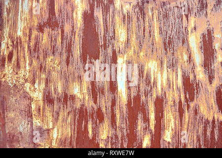 Alte Distressed Brown Terracotta Kupfer Rusty Hintergrund mit groben Textur bunte Einschlüsse. Gebeizt Gradient Grob körnige Oberfläche. Hintergrundbild Stockfoto