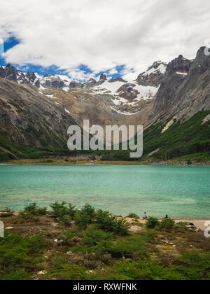 Laguna esmeralda Patagonien Argentinien Ushuaia Tierra Del Fuego, Panoramablick Stockfoto