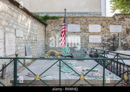 Editorial: PARIS, ILE DE FRANCE, Frankreich, August 04, 2018 - Blick auf die letzte Ruhestätte von General Lafayette am Picpus Cemetery in Paris Stockfoto