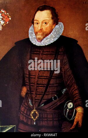 Admiral Sir John Hawkins (auch geschrieben als Hawkyns) (1532 - 12. November 1595) war ein englischer Sklavenhändler, naval Commander und Administrator, Kaufmann, Navigator, Schiffbauer und Privateer. Stockfoto