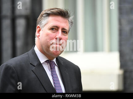 Sir Graham Brady, Vorsitzender des Ausschusses 1922 von Tory Hinterbänkler Blätter 10 Downing Street, London. Stockfoto