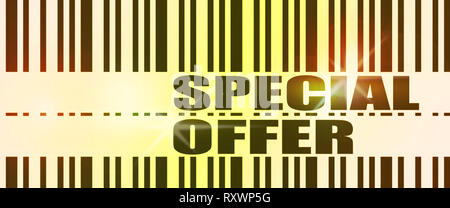 Angebot Text und Barcode Stockfoto