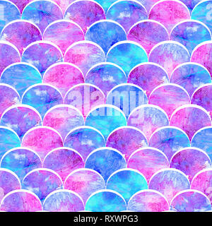 Helle Skalen Formen abstract Grunge bunte Spritzer Textur Aquarell nahtlose Muster in pink und blau Farben Palette Stockfoto