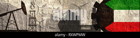 Energie und Power Icons Set. Header Banner mit Kuwait Fahne Stockfoto