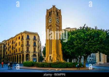 Beirut Place De L'Etoile Nijmeh Square Street Clock Tower Stockfoto