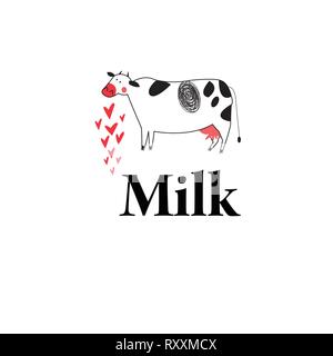 Vector Graphic Illustration von Kuh und Milch Stock Vektor