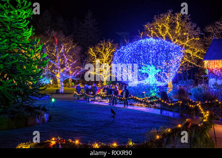 Weihnachten bei den Butchart Gardens, Victoria, Vancouver Island, BC, Kanada Stockfoto