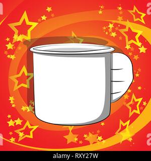 Vektor cartoon Hand, die eine große Tasse. Illustrierte hand auf Comic Hintergrund. Stock Vektor