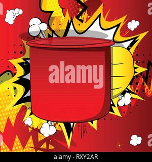 Vektor cartoon Hand, die eine große Tasse. Illustrierte hand auf Comic Hintergrund. Stock Vektor