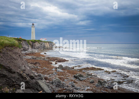 Cap-des-Rosiers Leuchtturm in Quebec. Quebec, Kanada. Stockfoto