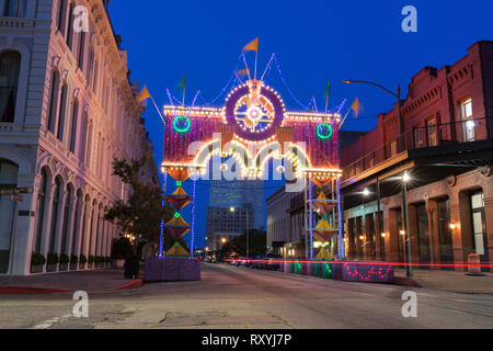 Boone Powell Arch im historischen Viertel. Galveston, Texas, USA. Stockfoto