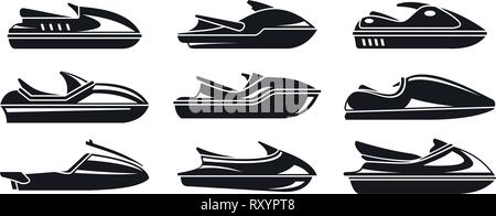 Wasser Jet ski Symbole gesetzt. Einfaches Wasser Jet ski Vector Icons für Web Design auf weißem Hintergrund Stock Vektor