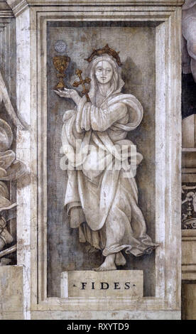 Im Gespräch mit dem Fidesdienst, Detail von Filippino Lippi's Fresken in der Cappella Strozzi des Santa Maria Novella Principal dominikanische Kirche in Florenz, Italien Stockfoto