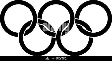 Olympische Ringe fünf olympischen Ringen das Symbol Farbe schwarz Vector Illustration Flat Style simple Image Stock Vektor