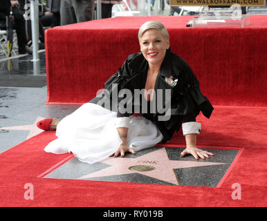 Rosa Walk of Fame Star Zeremonie auf dem Hollywood Walk of Fame Mit: Pink, Alecia Moore Wo: Los Angeles, Kalifornien, Vereinigte Staaten, wenn: 05 Feb 2019 Credit: Nicky Nelson/WENN.com Stockfoto