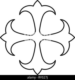 Symbol Feld lily kreen starke Monogramm dokonstantinovsky Symbol des Apostels Hoffnung Zeichen religiöser Kreuz Schwarz Farbe Umrisse vektor Anker Stock Vektor