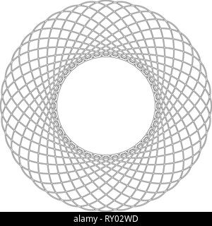 Spirograph abstrakte Element Kreis Form konzentrischen Muster Fractal grafisches Symbol schwarz Farbe Umrisse Vektor-illustration Flat Style Bild Stock Vektor