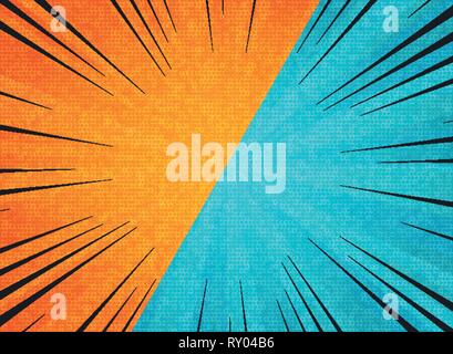 Abstract sun burst Gegensatz orange blau Farben Hintergrund. Sie können für heiße Verkaufsförderung nutzen, gegen, Kampf ad, Poster, Cover Design. Abbildung v Stock Vektor