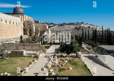 Ein Blick auf die Altstadt, auf den Ölberg in Jerusalem, Israel. Stockfoto