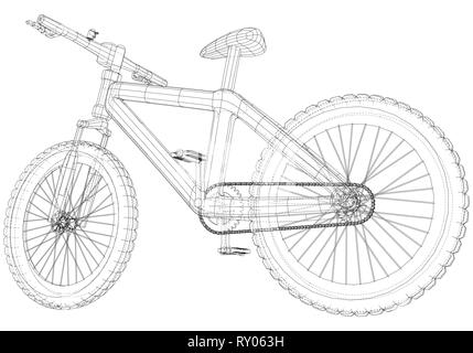 Fahrrad. Vektor Drahtmodell- Konzept. Tracing Abbildung der 3d. EPS 10 Vektor Format Stock Vektor