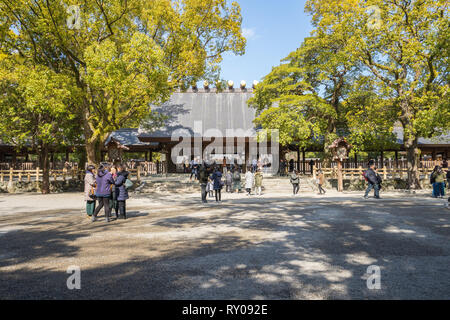 Nagoya, Japan - 16. Februar 2019: Atsuta Schrein ist einer der wichtigsten Heiligtümer des Shintō. Stockfoto