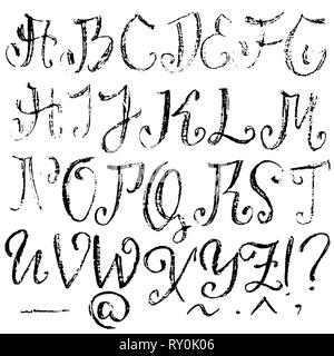 Vector retro Font. Hauptstadt grunge Buchstaben. Chalk texturierte Alphabet. Stock Vektor