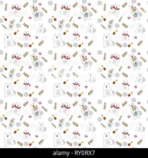 Muster nahtlose cute white bear Stock Vektor