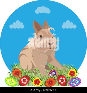 Frohe Ostern Grußkartenvorlage, Vector Illustration Stock Vektor