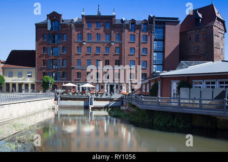 Altstadt Lüneburg im Hotel Bergström, bei der alten Mühle Abtsmuhle auf der Ilmenau, Lüneburg, Deutschland, Abtsmühle, Hotel Bergström Stockfoto