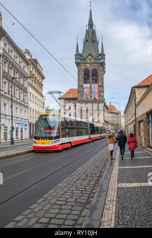 Prag, Tschechische Republik. März 10, 2018. Ansicht des Jindřich Turm Stockfoto