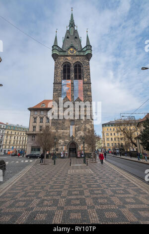 Prag, Tschechische Republik. März 10, 2018. Ansicht des Jindřich Turm Stockfoto