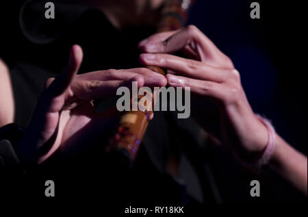 Santa Ana, CA, USA. 7 Mär, 2019. Shanghai Musik Künstler Rong Ying während Guo Pei Couture über Gala an der Bower Museum in Santa Ana, Kalifornien. Credit: Mark Samala/ZUMA Draht/Alamy leben Nachrichten Stockfoto